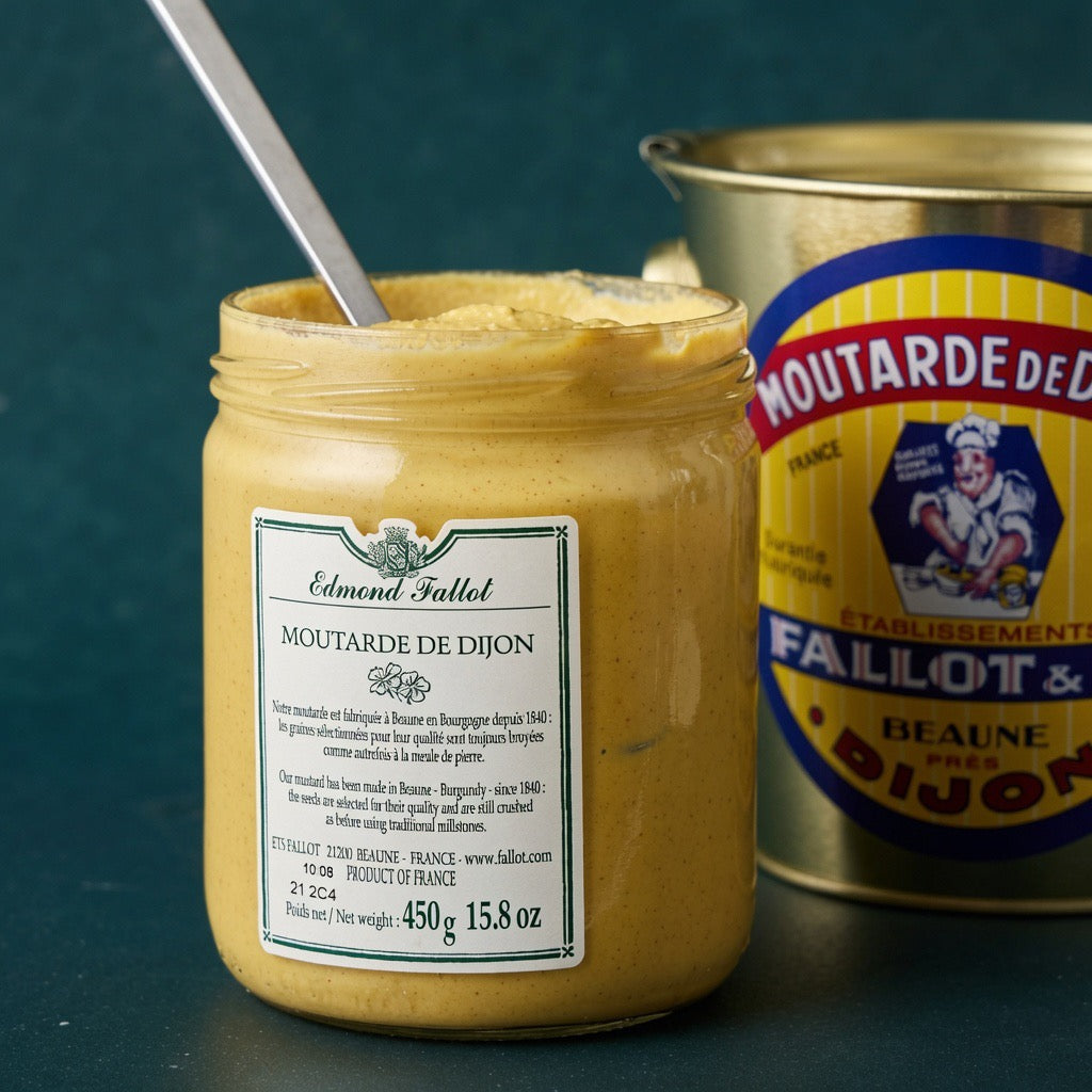 Edmond Fallot Dijon Mustard in a Decorated Metal Pail, 16oz - Product of France