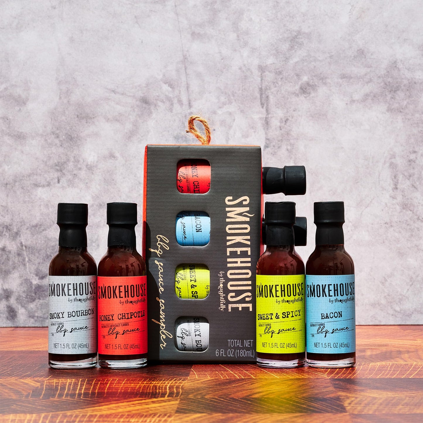 Smokehouse by Thoughtfully BBQ Sauce Sampler Variety Gift Set – 4 Gourmet Flavors (Vegan)