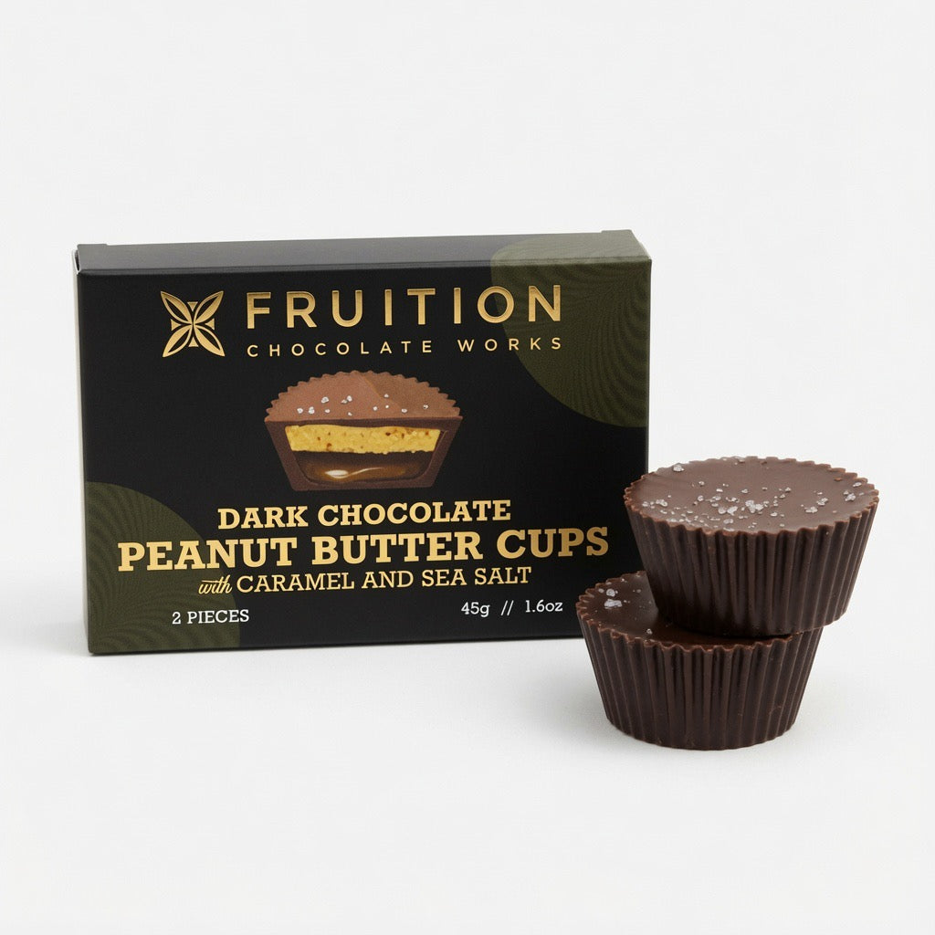 Fruition Dark Chocolate Peanut Butter Cups with Caramel & Sea Salt – 45g