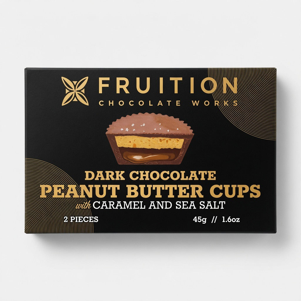 Fruition Dark Chocolate Peanut Butter Cups with Caramel & Sea Salt – 45g