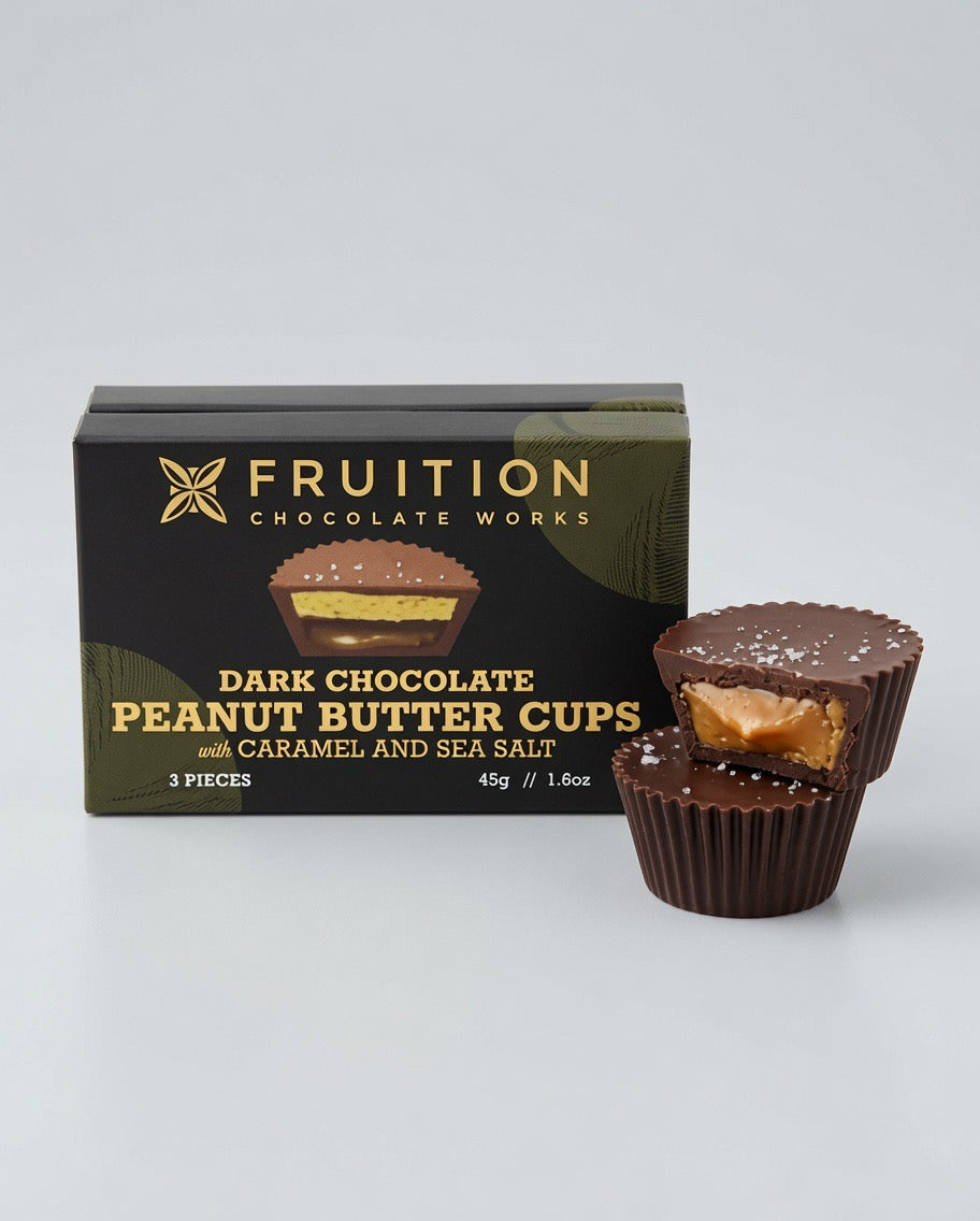 Fruition Dark Chocolate Peanut Butter Cups with Caramel & Sea Salt – 45g