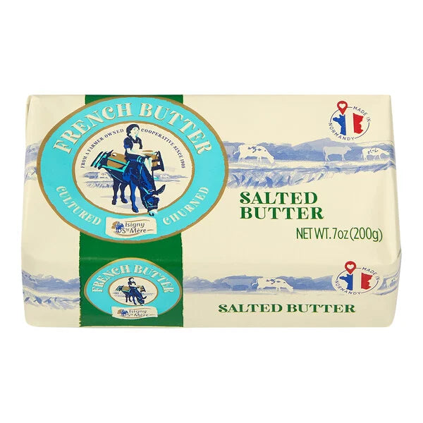PDO Isigny Sainte-Mère Salted Churned Butter (7 oz) – Premium French Beurre Demi-Sel | Additive-Free Import from Normandy