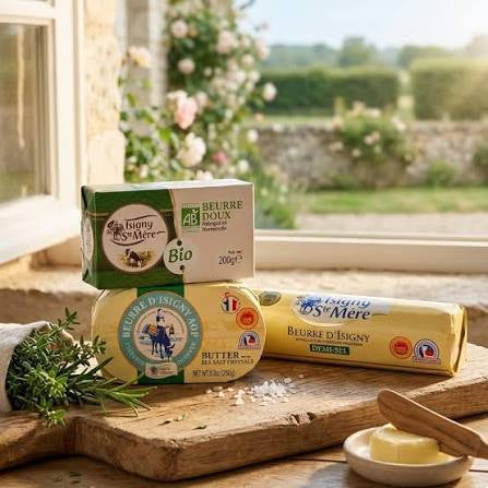 PDO Isigny Sainte-Mère Salted Churned Butter (7 oz) – Premium French Beurre Demi-Sel | Additive-Free Import from Normandy