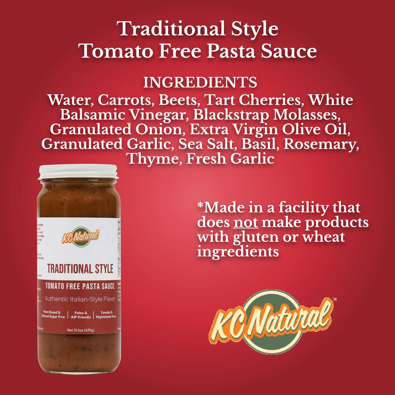 KC Natural Traditional Style, Tomato-Free Pasta Sauce (15.5 oz)