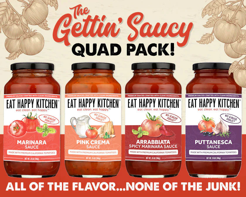Eat Happy Kitchen Sauce Variety Quad Pack Marinara • Arrabbiata • Pink Crema • Puttanesca, Gluten Free