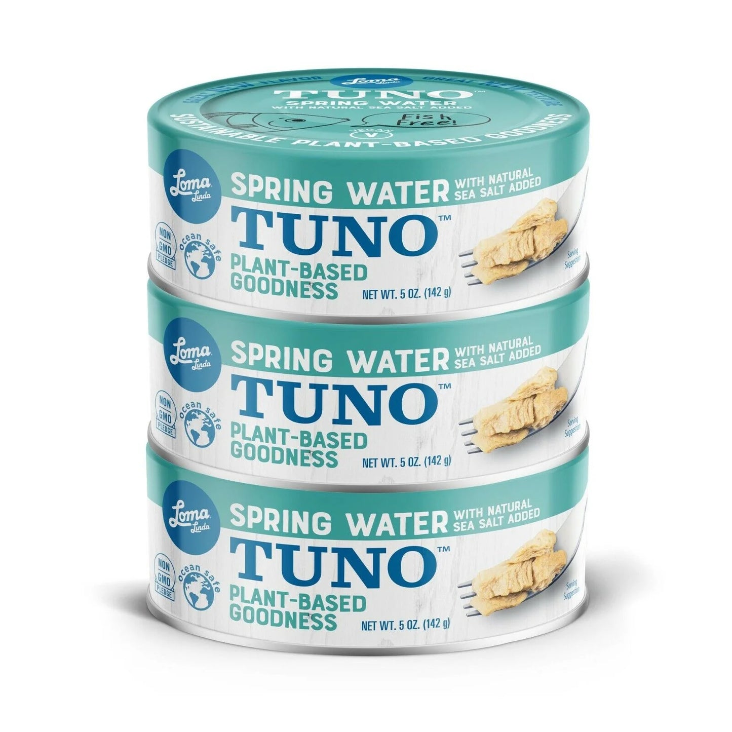 Loma Linda Tuno Tuna - Plant-Based Fish-Free Tuna in Spring Water, 5 oz - Pack of 3