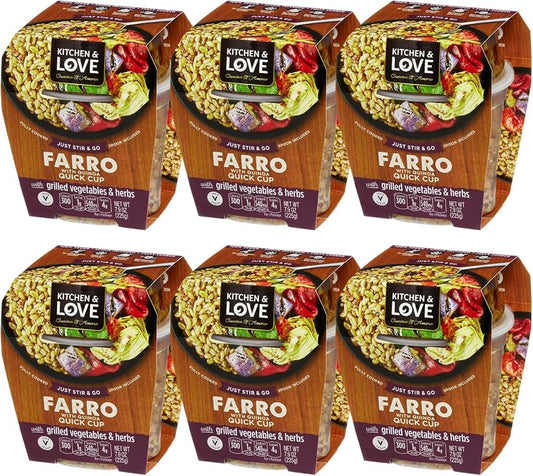 Kitchen & Love Cooked Farro, Grilled Eggplant, Zucchini, Artichokes & Herbs, Pack of 6