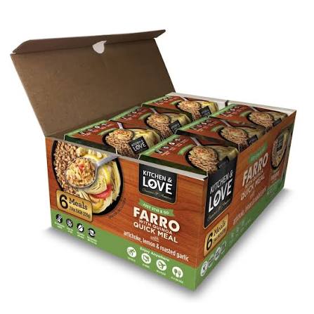Kitchen & Love Cooked Farro, Artichoke Lemon & Roasted Garlic, Pack of 6