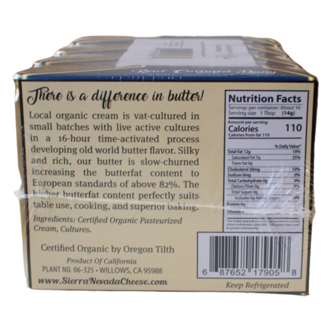 Organic Vat-Cultured European-Style Unsalted Butter by Sierra Nevada Cheese Company