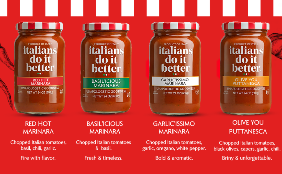 Italians Do It Better Marinara Pasta Sauce Variety Pack – 4 × 15 oz