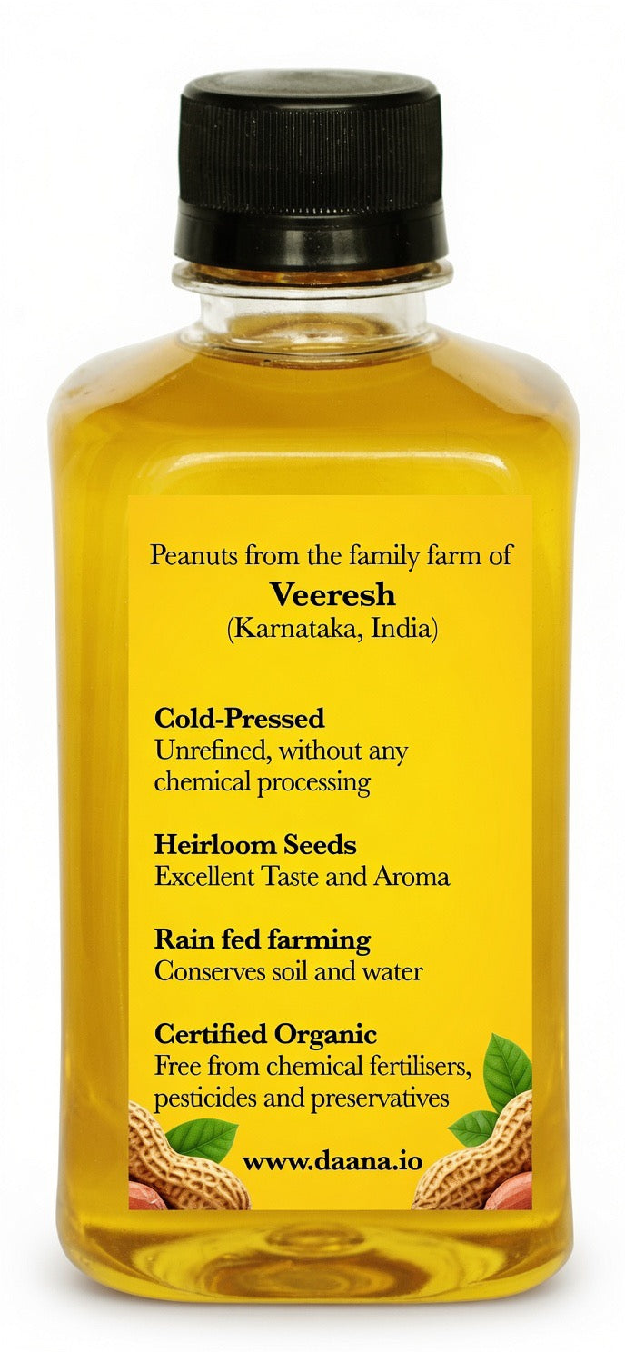 Daana Peanut Oil – Certified USDA Organic, Extra Virgin, Cold Pressed