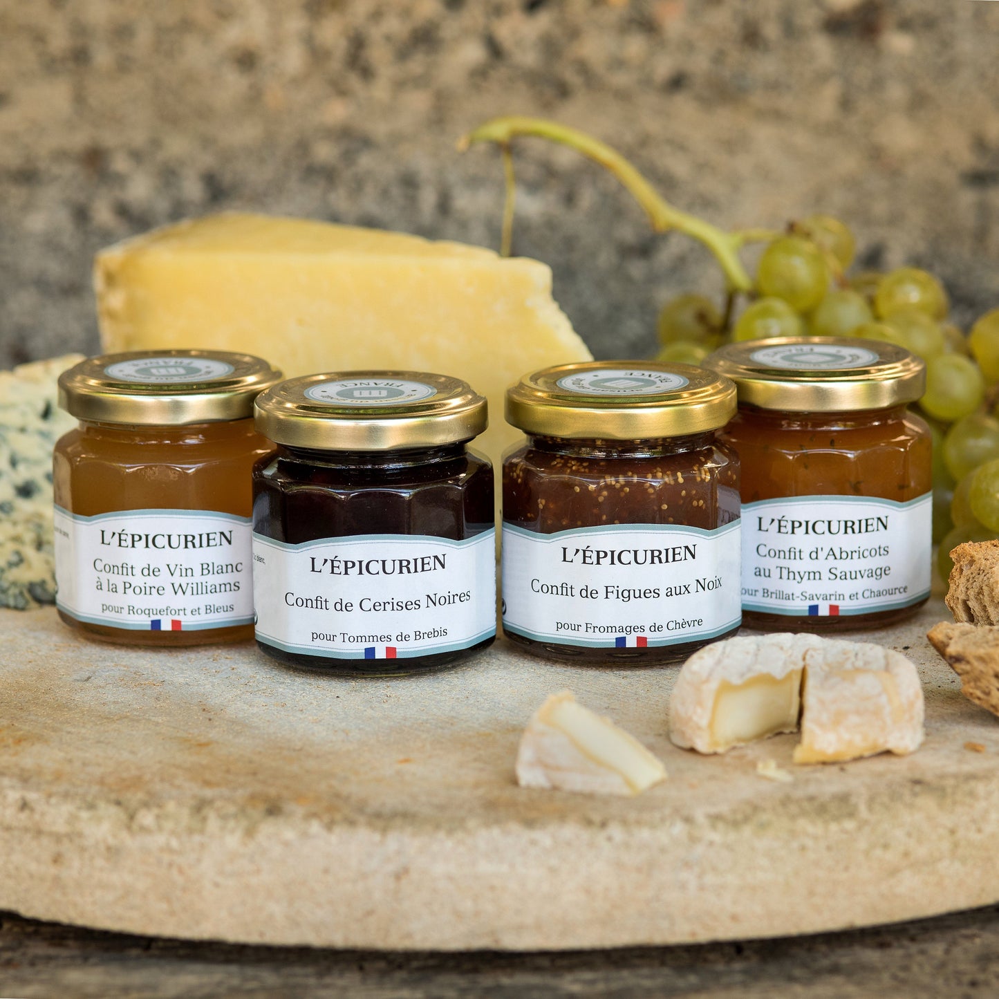 L’Épicurien 36-Jar Display Box of Cheese Confits, Appetizer Spreads (4.4 oz each)