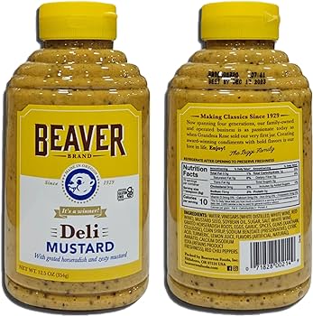 Beaver Condiments Variety Pack, Deli Horseradish, Deli Mustard and Classic Yellow Mustard - Pack of 3