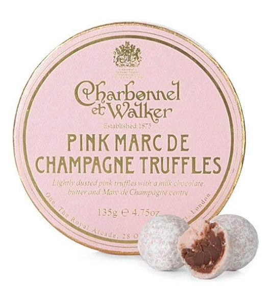 Charbonnel et Walker Milk Marc de Champagne Truffles, Elegant Hat Box (alcohol free), 4.5 oz