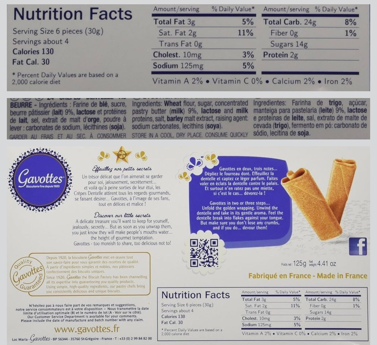 Gavottes Crepe Dentelle Cookies, 125 g - Pack of 2