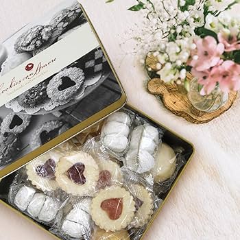 Assorted Italian Cookies Gift Box, 30+ Pieces Individually Wrapped Traditional Gourmet Cookies - 2 lb Square Tin with Authentic Premium Pastries for Holiday Gifting