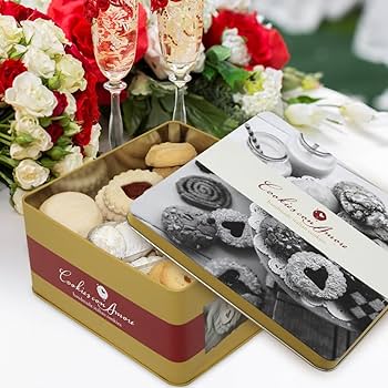Assorted Italian Cookies Gift Box, 30+ Pieces Individually Wrapped Traditional Gourmet Cookies - 2 lb Square Tin with Authentic Premium Pastries for Holiday Gifting