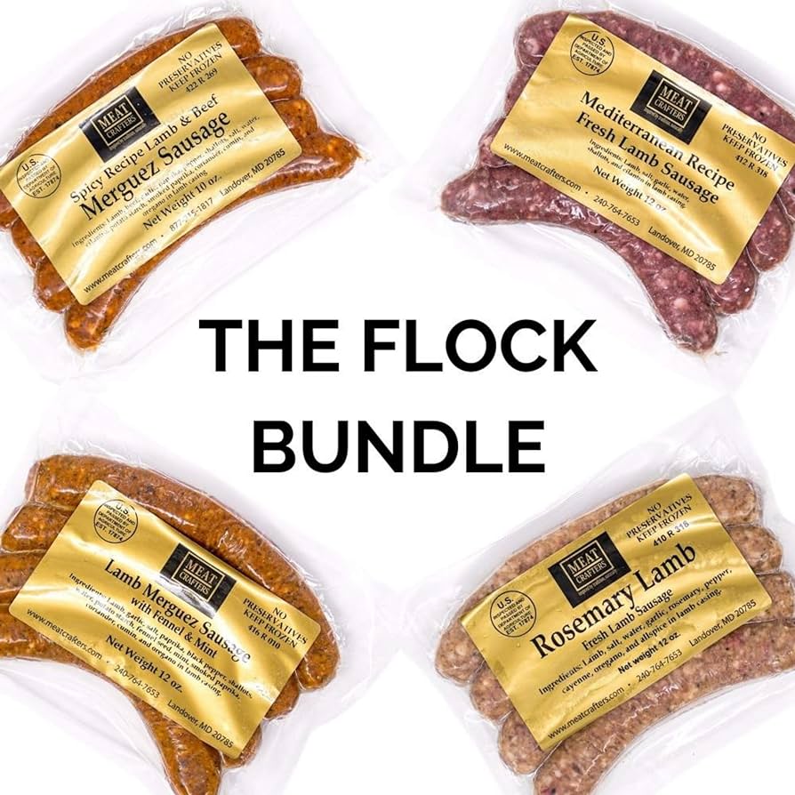 MeatCrafters Lamb Sausage Variety Pack, The Flock Bundle, No Antibiotics, Preservative Free - Pack of 4