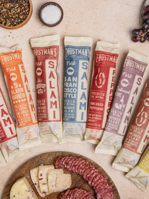 Foustman's Salami Turkey Habanero Artisanal, Nitrate-Free, Naturally Cured, Gluten-Free, Dairy-Free, No Pork - 8 oz Sticks - Pack of 6