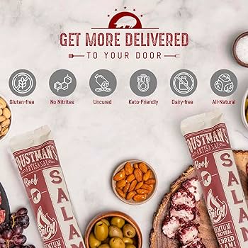 Foustman’s Salami Spicy Beef Artisanal, Nitrate-Free, Naturally Cured, Gluten-Free, Dairy-Free, No Pork - 8 oz Sticks