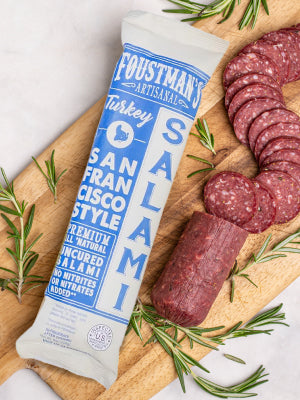 Foustman’s Salami San Francisco Turkey Artisanal, Nitrate-Free, Naturally Cured, Gluten-Free, Dairy-Free, No Pork - 8 oz Sticks