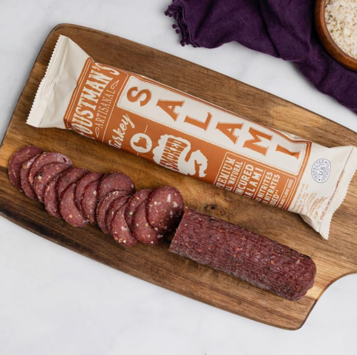 Foustman’s Salami Smoked Turkey Artisanal, Nitrate-Free, Naturally Cured, Gluten-Free, Dairy-Free, No Pork - 8 oz Sticks