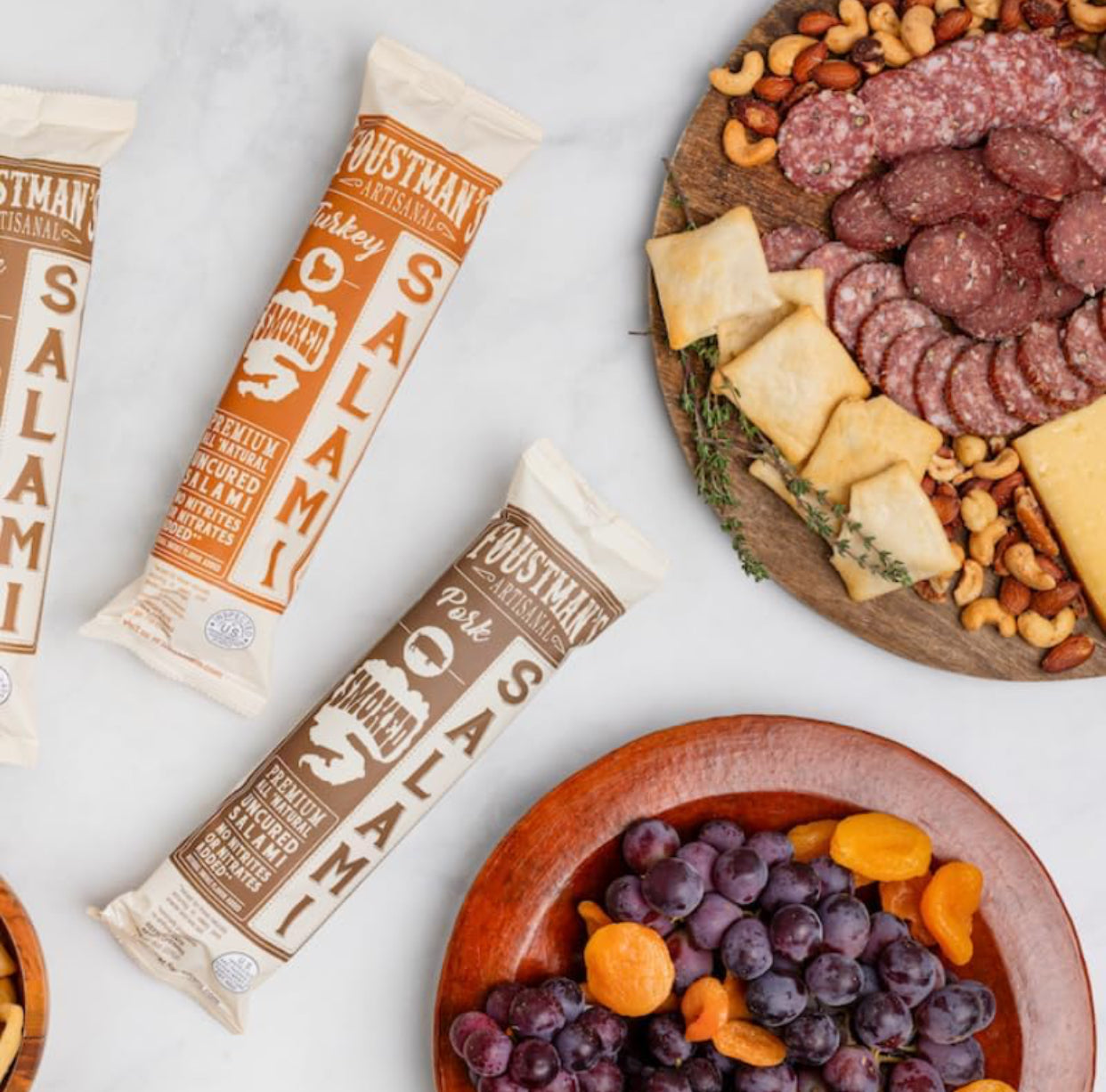 Foustman’s Salami Smoked Turkey Artisanal, Nitrate-Free, Naturally Cured, Gluten-Free, Dairy-Free, No Pork - 8 oz Sticks