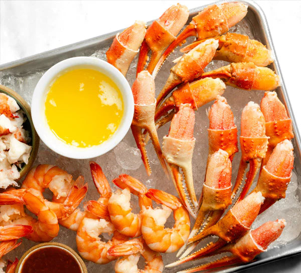 Seafood Appetizer Variety Collection - Snow Crab Cocktail Claws, Colossal Shrimp & Jumbo Lump Crab Meat - 5 lb
