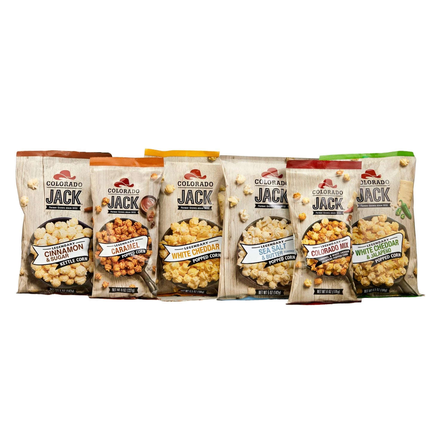 Colorado Jack Gourmet Popcorn Great - Farmer Grown - Gluten Free & Natural Ingredients - Variety Pack of 6