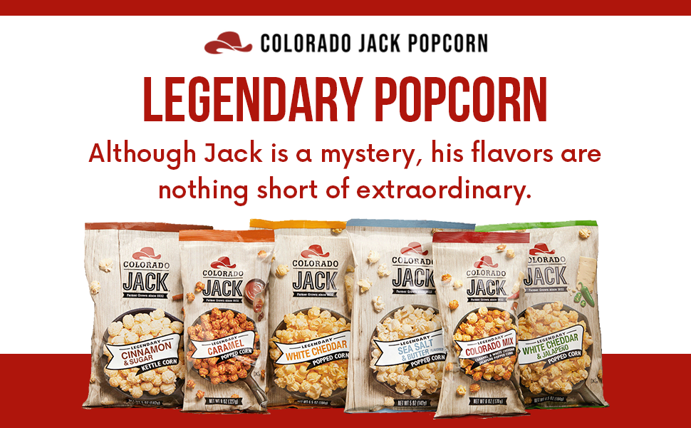 Colorado Jack Gourmet Popcorn Great - Farmer Grown - Gluten Free & Natural Ingredients - Variety Pack of 6