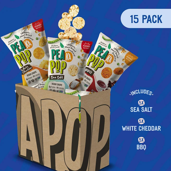 PeaKaPop Chickpea Veggie Chips Variety Pack – Vegan, 1 oz Bags (15-Pack)