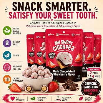 My Sweet Chickpea Chocolate Covered Chickpeas Variety Pack  (4-Pack: Dark Chocolate, Coconut, Cappuccino & Strawberry)