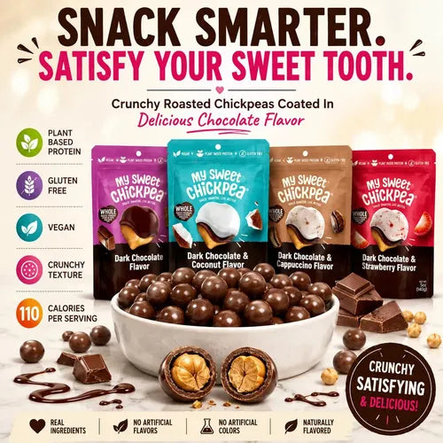 My Sweet Chickpea Chocolate Covered Chickpeas Variety Pack  (4-Pack: Dark Chocolate, Coconut, Cappuccino & Strawberry)