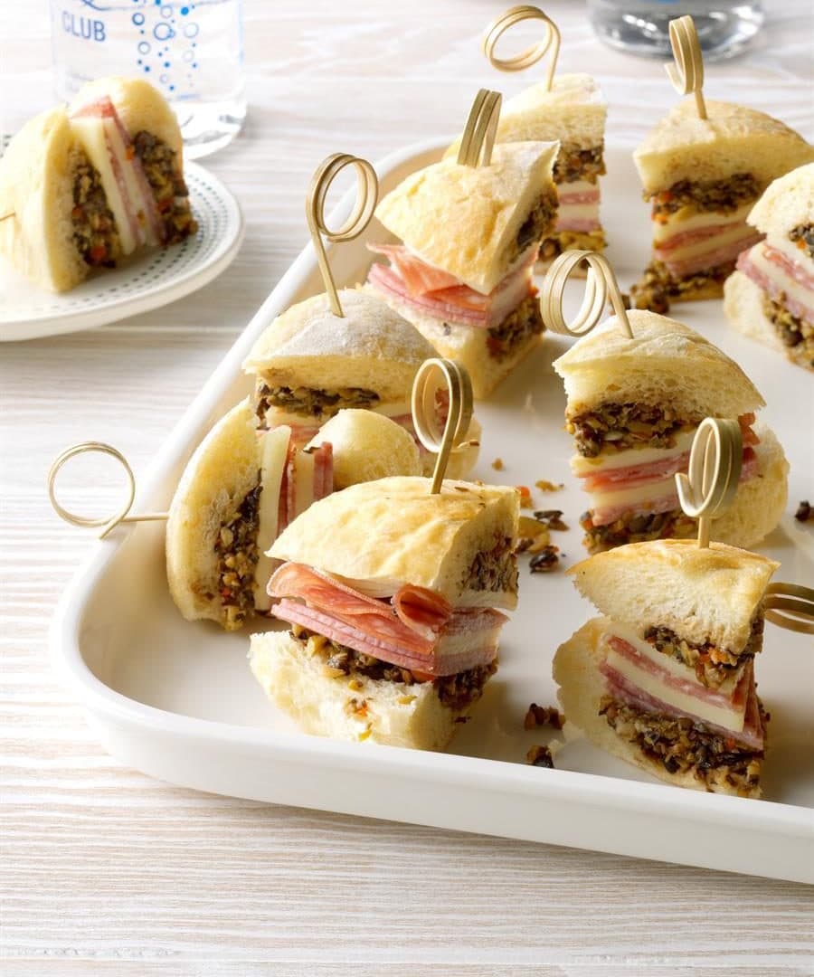 Mini Cocktail Muffuletta New Orleans French Bread Sandwiches- includes 50