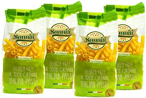 MACCHERONI Sanniti Pasta - 100% Organic Italian Gluten Free Kosher Vegan GMO-Free - Made with Corn and Rice imported from Italy - Pack of 4