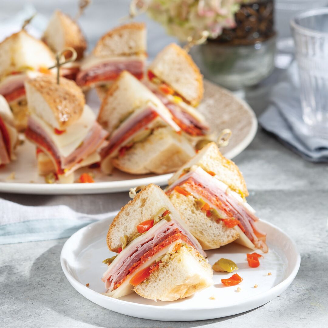 Mini Cocktail Muffuletta New Orleans French Bread Sandwiches- includes 50