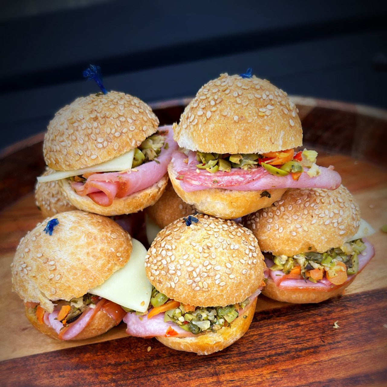 Mini Cocktail Muffuletta New Orleans French Bread Sandwiches- includes 50