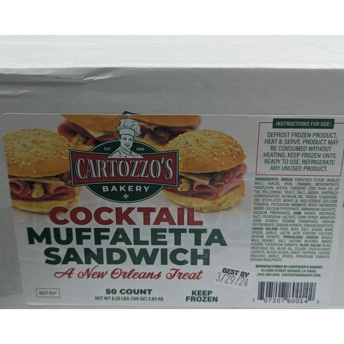 Cartozzo's Cocktail Muffuletta Sandwiches, includes 12