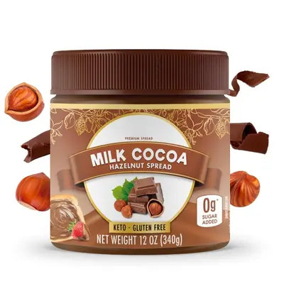 Vegan Milk Chocolate Cocoa Hazelnut Spread by ChocZero - Keto Friendly, Sugar Free Dessert and Keto Bread Topping - Low Carb Chocolate