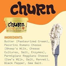 Churn Flavored Butter Parmesan & Pepper,  Churned with Organic Grass Fed Butter - Non-GMO- Pack of 3