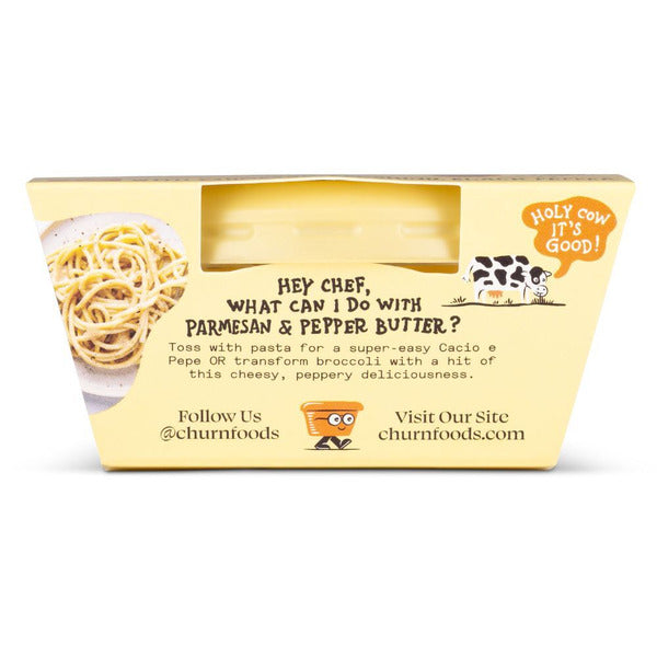 Churn Flavored Butter Parmesan & Pepper,  Churned with Organic Grass Fed Butter - Non-GMO- Pack of 3