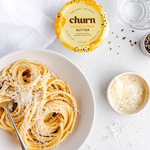 Churn Flavored Butter Cacio & Pepe, Churned with Organic Grass Fed Butter - Non-GMO- Pack of 2