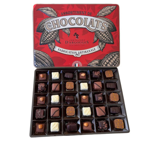 Chevaliers d’Argouges Assorted Milk & Dark Chocolates in Vintage Box 300g