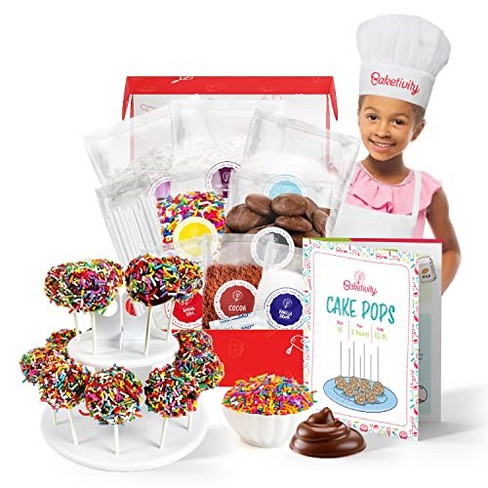 Baketivity DIY Cake Pop Baking Kit for Kids - PreMeasured Ingredients, Decorating Supplies