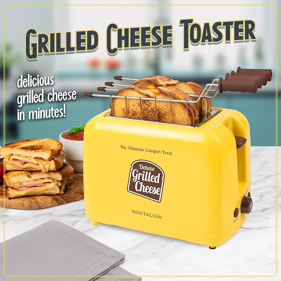 Nostalgia Deluxe Grilled Cheese Sandwich Toaster with Easy Clean Toasting Baskets