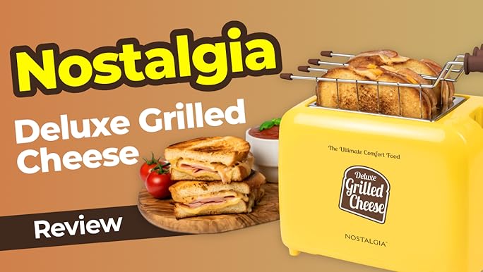 Nostalgia Deluxe Grilled Cheese Sandwich Toaster with Easy Clean Toasting Baskets