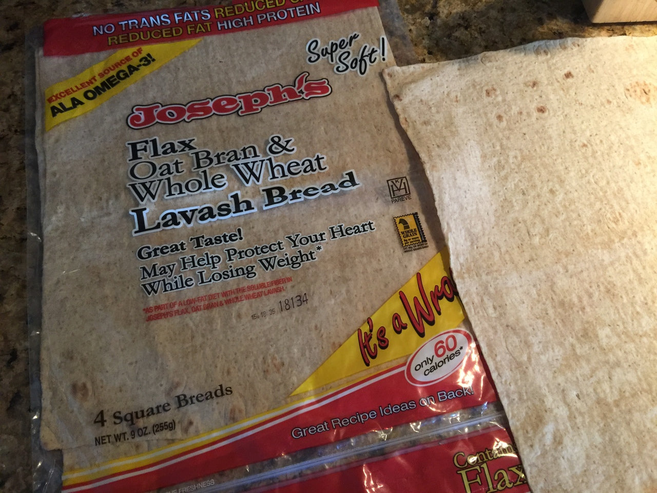 Joseph's Lavash Bread Flax Oat Bran & Whole Wheat, 5 Net Carbs - 2 pk