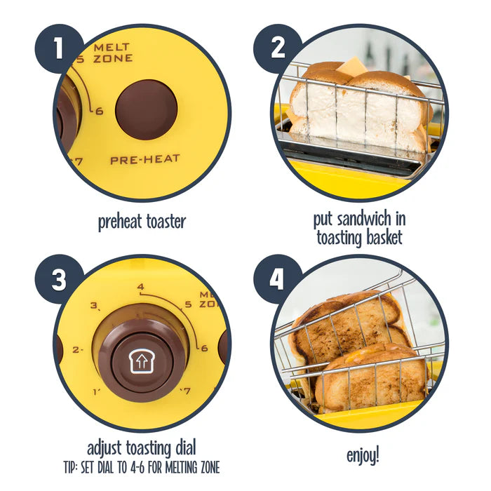 Nostalgia Deluxe Grilled Cheese Sandwich Toaster with Easy Clean Toasting Baskets