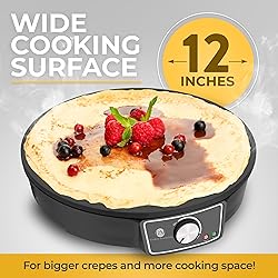 Crepe Maker Machine Kit - Easy to Use, Pancake Griddle – Nonstick 12” Electric Griddle
