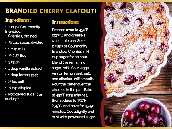 Gourmanity Brandied Cocktail Cherries, French Morello Cherries in Kirsch Brandy, for Cocktails and Desserts Kosher, Product of France - 2.5 lb